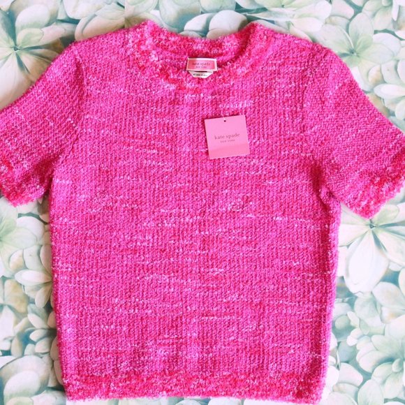 BEAUTIFUL Brand New Kate Spade XS Pink Tweed-look Sweater - Picture 4 of 4